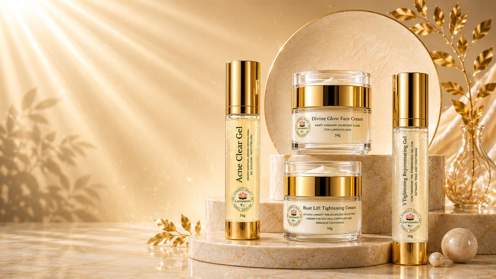 Lavvyaashi Complete Ayurvedic Beauty & Wellness Collection — Intimate Care, Bust Sculpting, Face Glow & Acne Clear